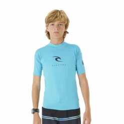 Ripcurl Corps S/S Rash Vest Junior -Kokatat Sale ripcurl corps rash vest uv SS boys blue